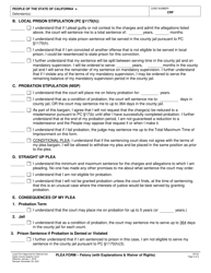 Form CR-02 Plea Form - Felony (With Explanations &amp; Waiver of Rights) - County of Sutter, California, Page 2