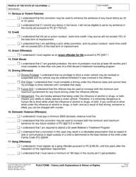 Form CR-02 Plea Form - Felony (With Explanations &amp; Waiver of Rights) - County of Sutter, California, Page 4
