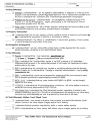 Form CR-02 Plea Form - Felony (With Explanations &amp; Waiver of Rights) - County of Sutter, California, Page 5