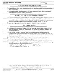 Form CR-02 Plea Form - Felony (With Explanations &amp; Waiver of Rights) - County of Sutter, California, Page 7