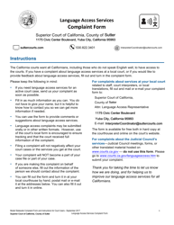 Document preview: Language Access Services Complaint Form - County of Sutter, California