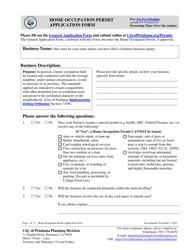 Document preview: Home Occupation Permit Application Form - City of Petaluma, California