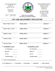 Document preview: Lot Line Adjustment Application - Town of Patterson, New York