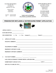 Freshwater Wetlands &amp; Watercourse Permit Application - Town of Patterson, New York