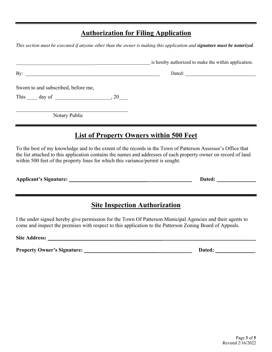 Freshwater Wetlands  Watercourse Permit Application - Town of Patterson, New York, Page 3