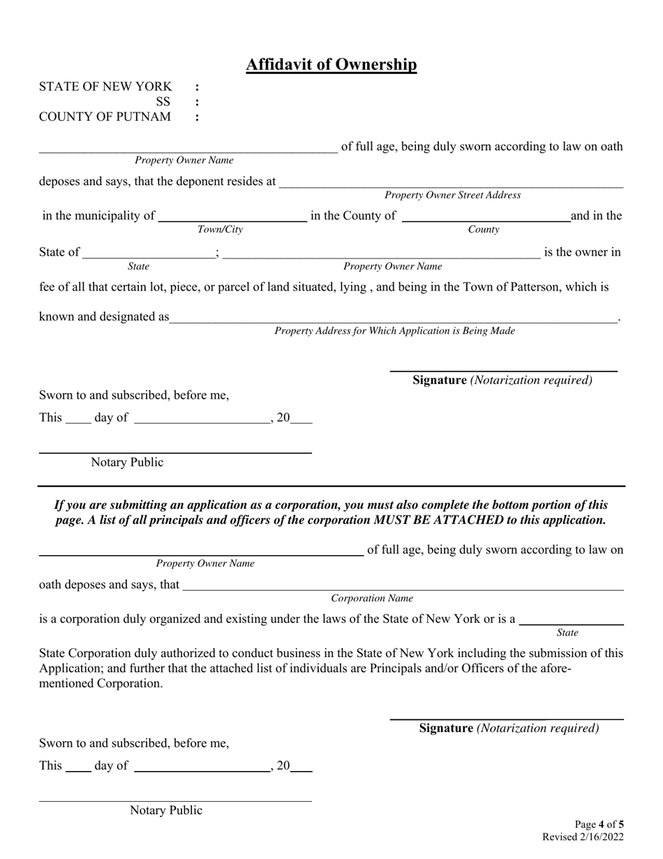 Freshwater Wetlands  Watercourse Permit Application - Town of Patterson, New York, Page 4