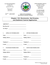Stormwater, Soil Erosion, and Sediment Control Application - Town of Patterson, New York