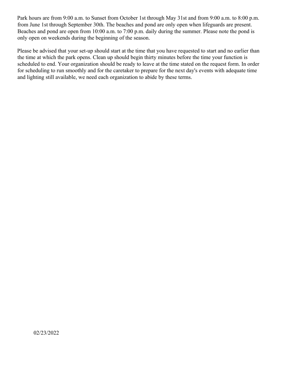 Application for Use of Park Facilities - Patterson Veterans Memorial Park - Town of Patterson, New York, Page 4