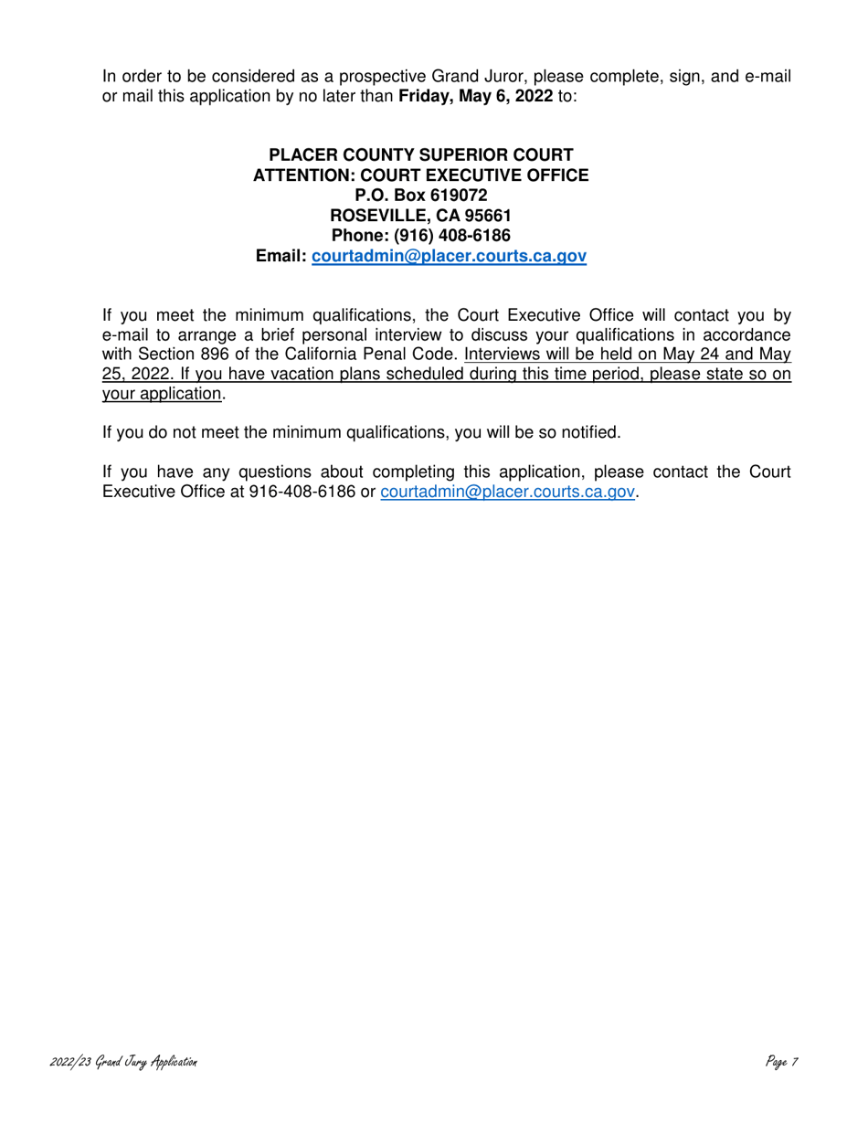 Prospective County Grand Jury Nominee Application - County of Placer, California, Page 7