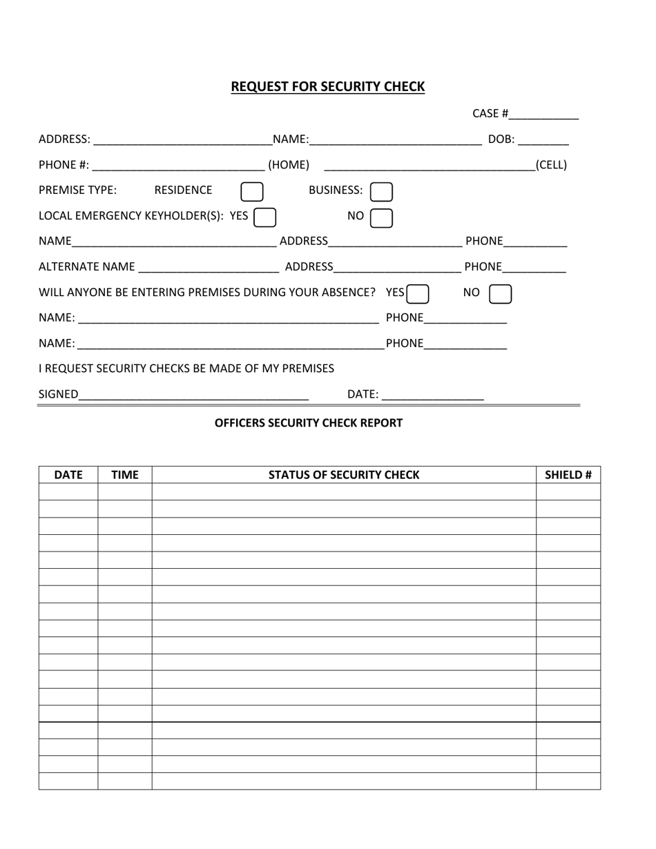 Village of Cold Spring, New York Request for Security Check - Fill Out ...