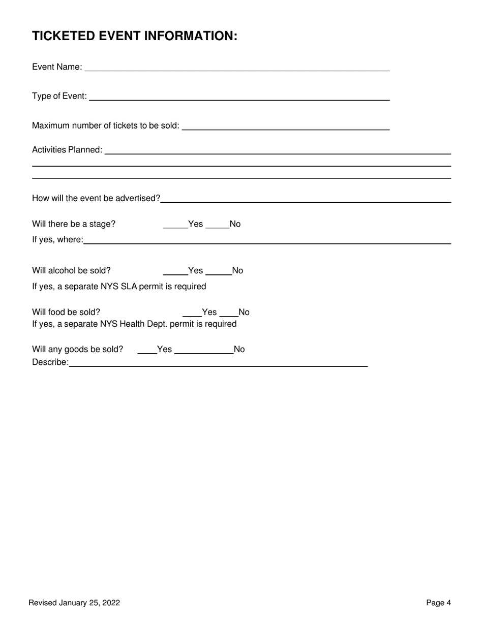 Application for Ticketed Use of Mayors Park Fields and / or Mayors Park Pavilion - Village of Cold Spring, New York, Page 4