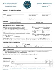 Document preview: Covid-19 Leave Request Form - City and County of San Francisco, California