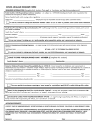 Covid-19 Leave Request Form - City and County of San Francisco, California, Page 2