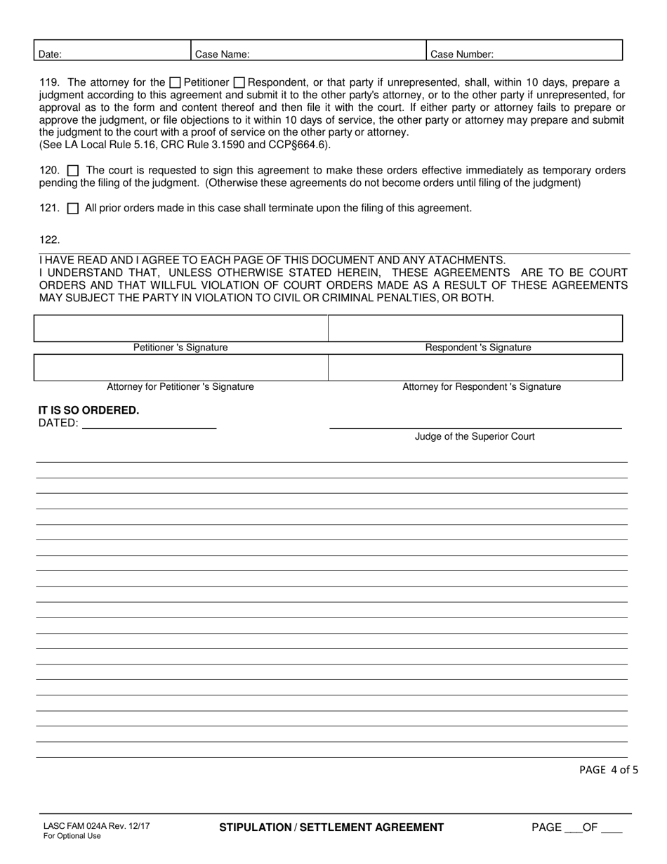 Form LASC FAM024A Fill Out Sign Online and Download Fillable PDF