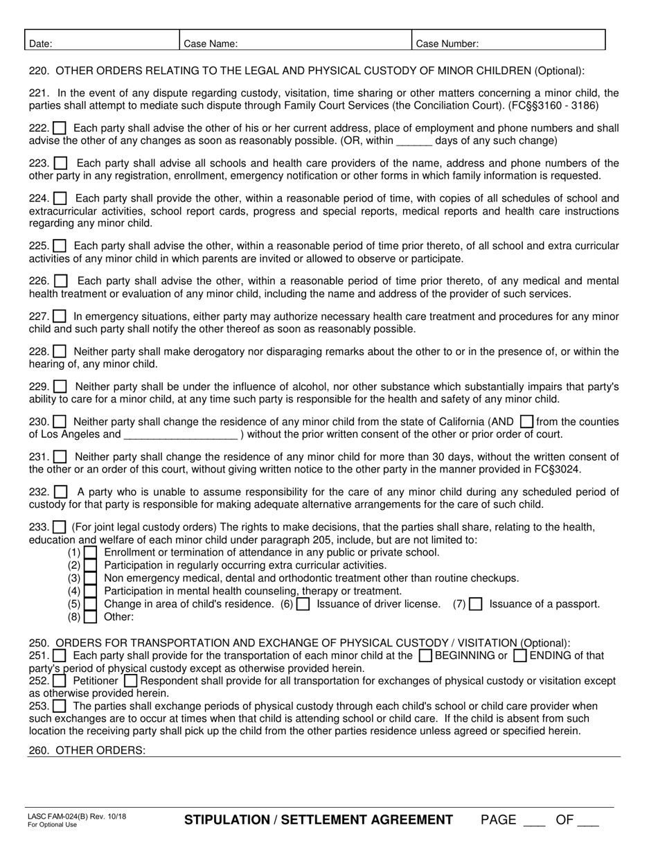 Form LASC FAM024(B) - Fill Out, Sign Online And Download Fillable PDF ...