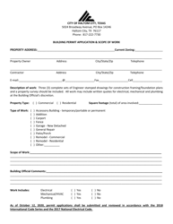 Document preview: Building Permit Application & Scope of Work - Haltom City, Texas