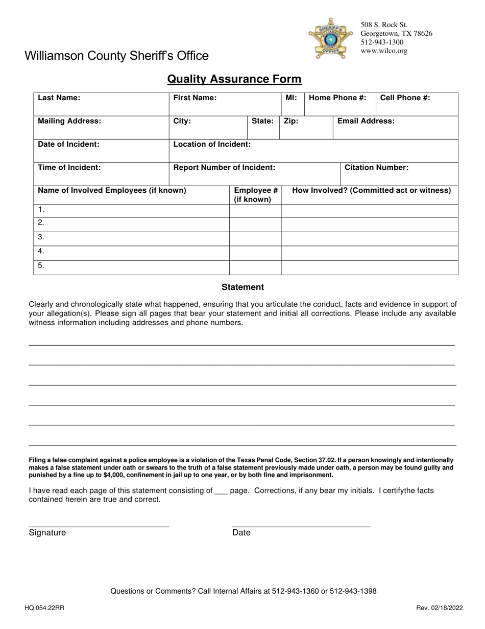 Form HQ.054.22RR Fill Out, Sign Online and Download Printable PDF