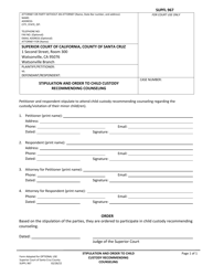 Document preview: Form SUPFL967 Stipulation and Order to Child Custody Recommending Counseling - County of Santa Cruz, California