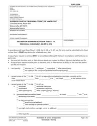 Document preview: Form SUPFL1104 Declaration Regarding Service of Request to Reschedule a Hearing (Fl-306 or Fl-307) - County of Santa Cruz, California