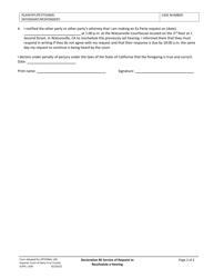 Form SUPFL1104 Declaration Regarding Service of Request to Reschedule a Hearing (Fl-306 or Fl-307) - County of Santa Cruz, California, Page 2
