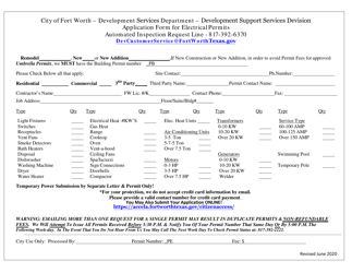 Document preview: Application Form for Electrical Permits - City of Fort Worth, Texas