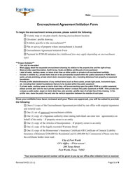 Encroachment Agreement Initiation Form - City of Fort Worth, Texas