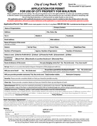 Application for Permit for Use of City Property for Walk/Run - City of Long Beach, New York, Page 2