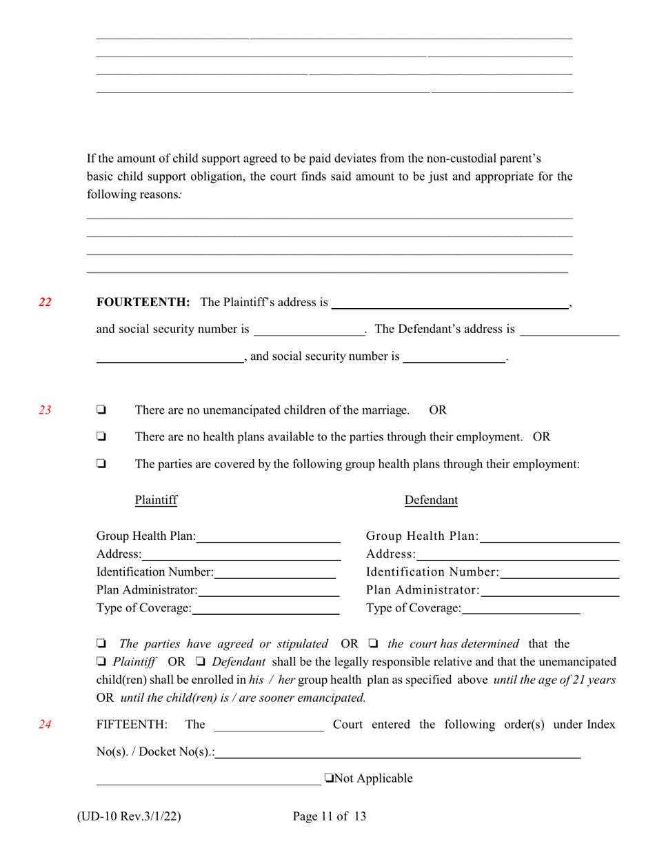 Form UD-10 Findings of Fact and Conclusions of Law - New York, Page 11
