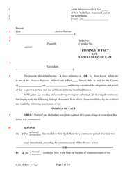 Form UD-10 Findings of Fact and Conclusions of Law - New York