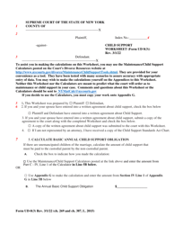 Form UD-8(3) Child Support Worksheet - New York