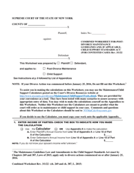 Combined Worksheet for-Postdivorce Maintenance Guidelines and, if Applicable, Child Support Standards Act (For Contested Cases) - New York