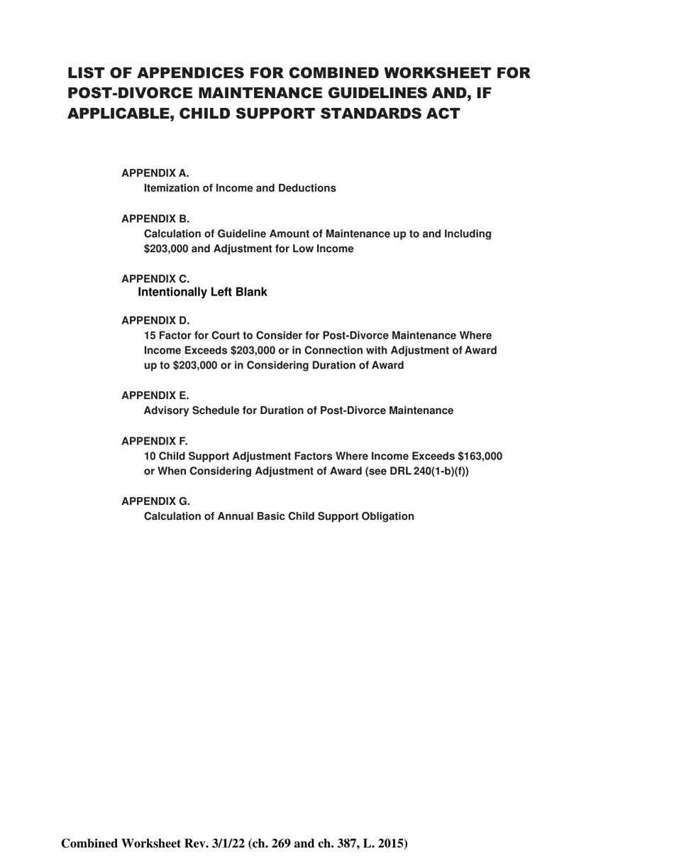 Combined Worksheet for-Postdivorce Maintenance Guidelines and, if Applicable, Child Support Standards Act (For Contested Cases) - New York, Page 7