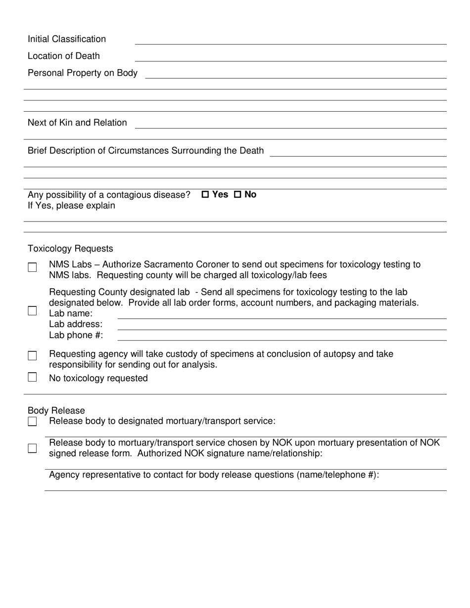 Protocol for out-Of-County Autopsy Request - Sacramento County, California, Page 4