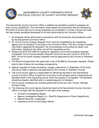 Document preview: Protocol for out-Of-County Autopsy Request - Sacramento County, California