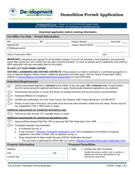 Demolition Permit Application - City of Austin, Texas