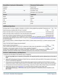 Demolition Permit Application - City of Austin, Texas, Page 2