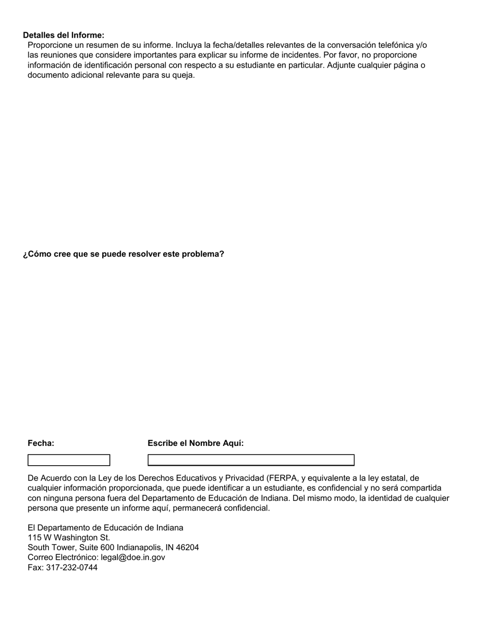 Informes Relacionados Con El Uso De La Reclusion Y La Restriccion - Indiana (Spanish), Page 2
