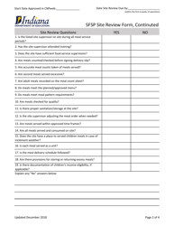Sfsp Site Review Form - Indiana, Page 2