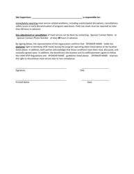 Sponsor-Site Agreement for Summer Food Service Program (Sfsp) Meals - Indiana, Page 2