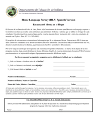 Document preview: Encuesta Del Idioma En El Hogar - Indiana (Spanish)