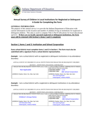 Instructions for Annual Survey of Children in State Operated/Supported Institutions for Neglected or Delinquent Children or Children in Adult Correctional Institutions - Indiana