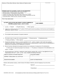 Document preview: Form SB-12950 Ex Parte Application and Order to Serve Summons by Posting - County of San Bernardino, California