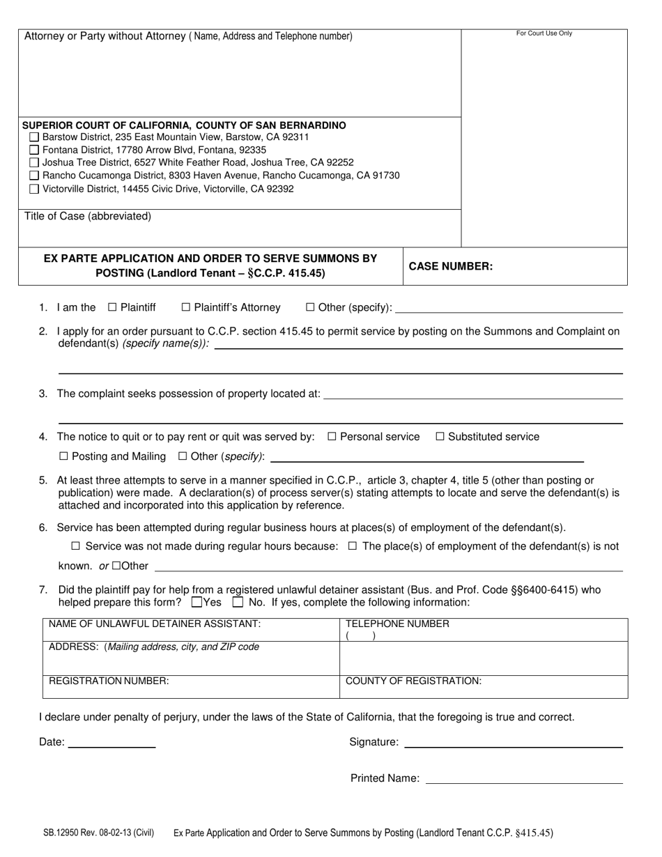 Form SB-12950 - Fill Out, Sign Online and Download Printable PDF ...