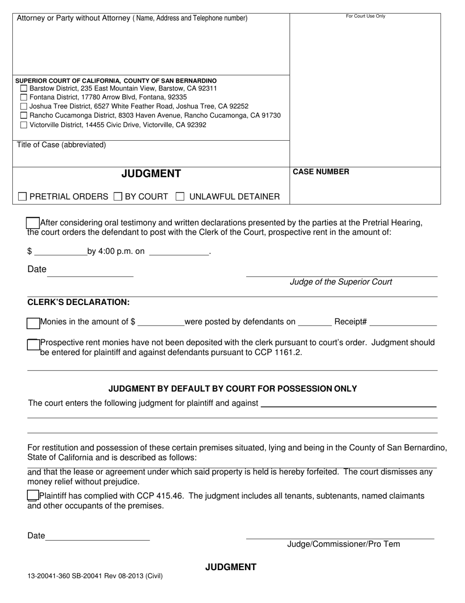 Form SB-20041 - Fill Out, Sign Online And Download Fillable PDF, County ...