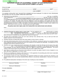 Document preview: Stipulation for Settlement (Ccp 664.6) - County of San Bernardino, California