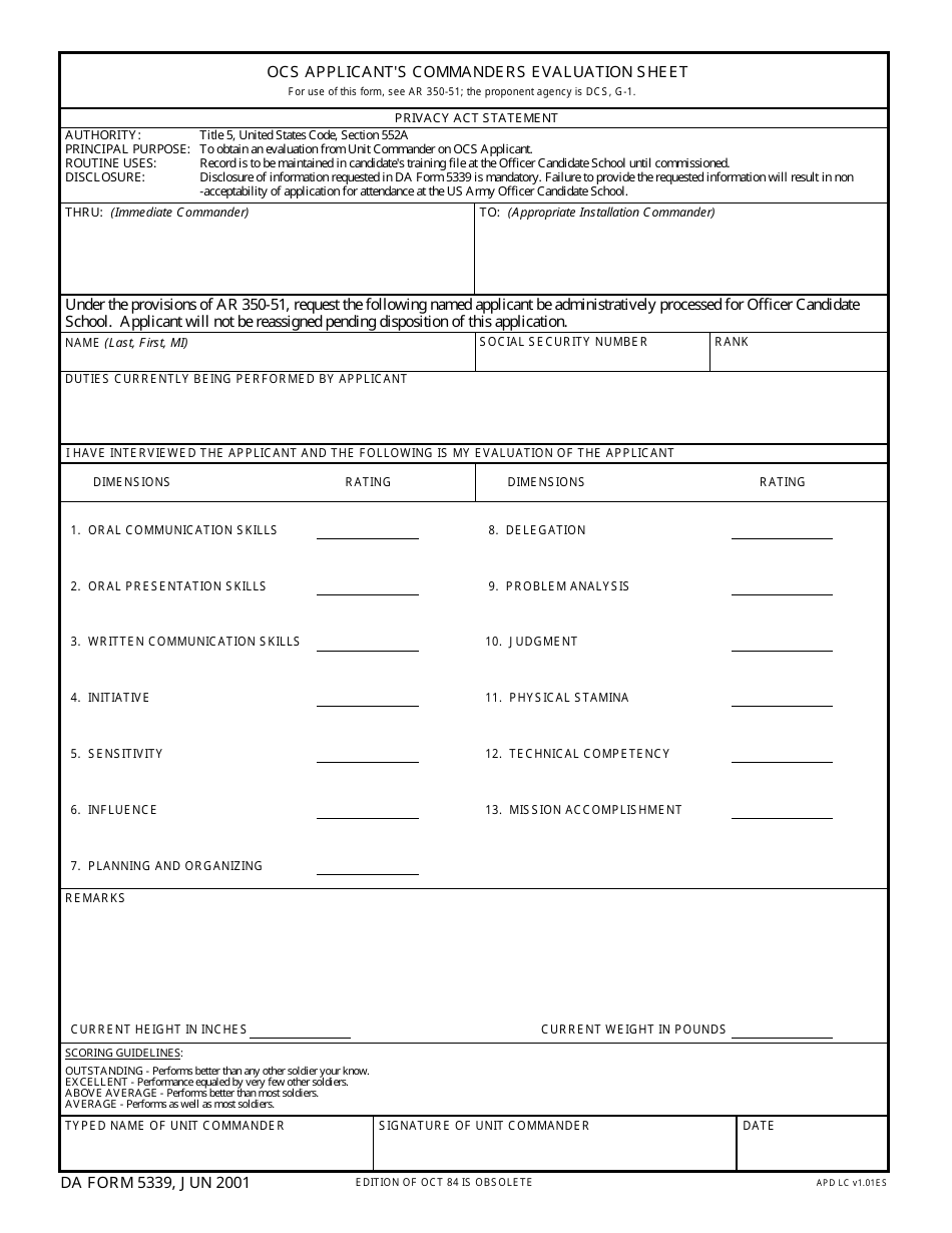 DA Form 5339 - Fill Out, Sign Online and Download Fillable PDF ...