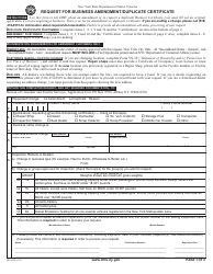 Document preview: Form MV-253g Request for Business Amendment/Duplicate Certificate - New York