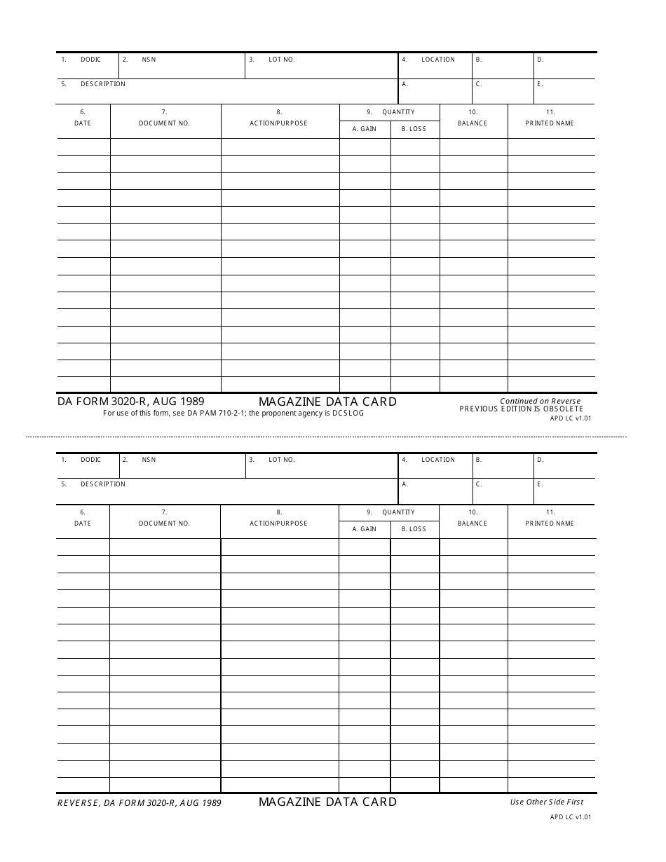 Da Form 3020 R Fillable - Printable Forms Free Online