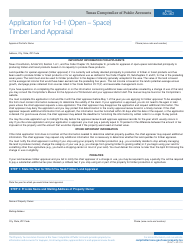 Document preview: Form 50-167 Application for 1-d-1 (Open - Space) Timber Land Appraisal - Texas