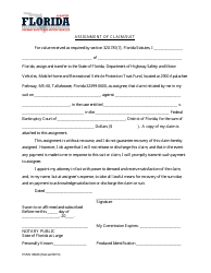 Document preview: Form HSMV84026 Assignment of Claim/Suit - Florida
